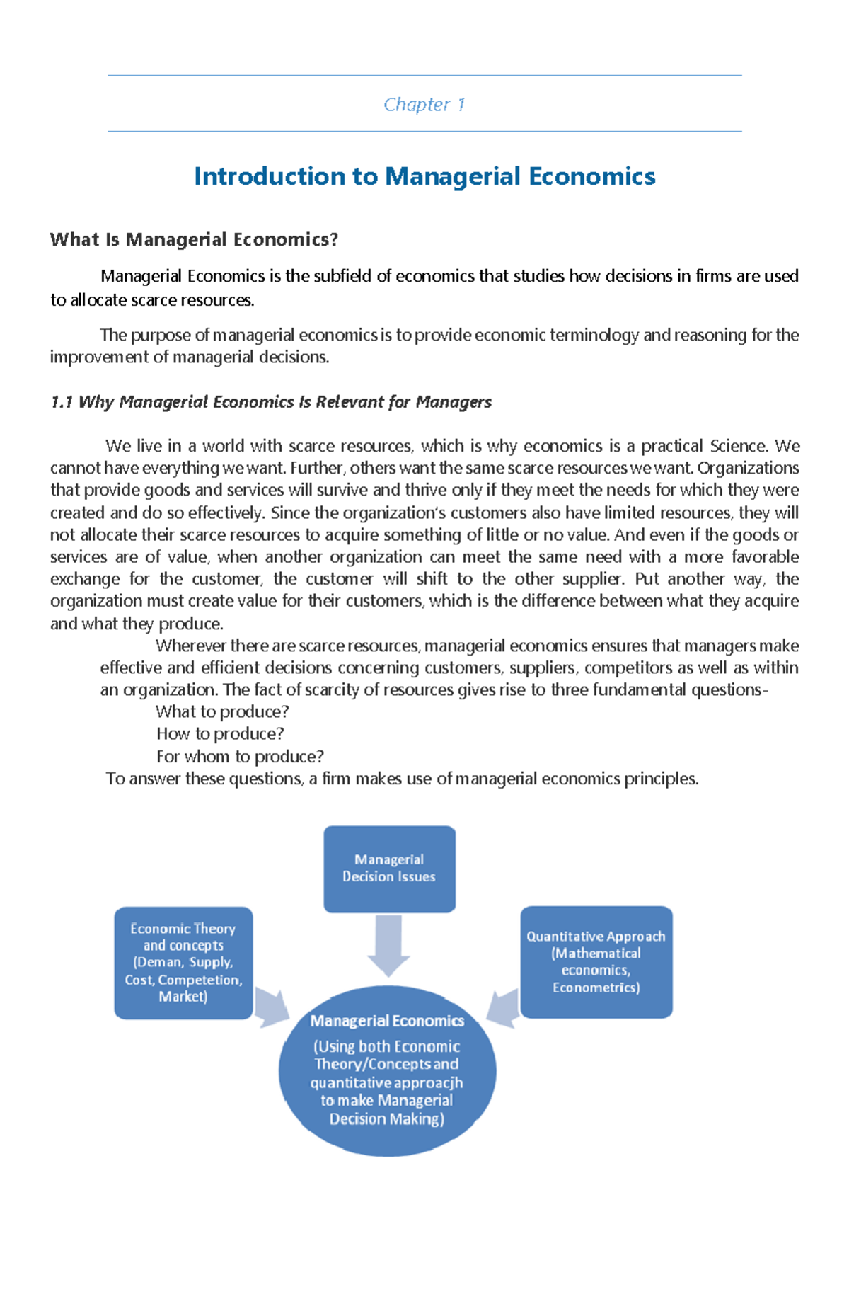 Managerial Economics Chapter 1-3 - Chapter 1 Introduction to Managerial ...