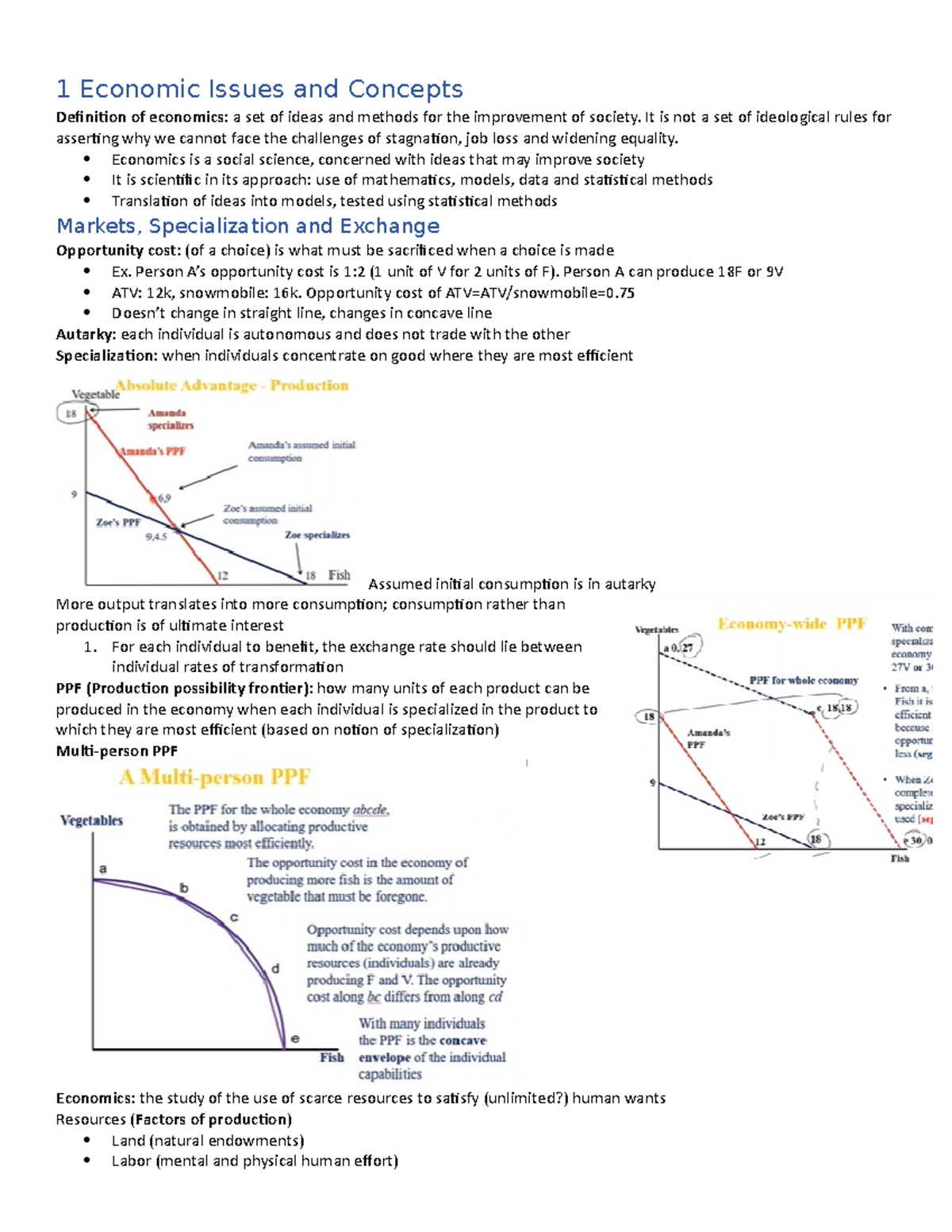 ECON 201 Chapter Notes: Key Economic Concepts and Theories - Studocu