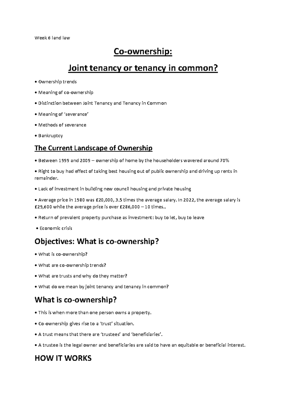 Week 6 co ownership joint tenancy or tenancy in common lecture slides ...