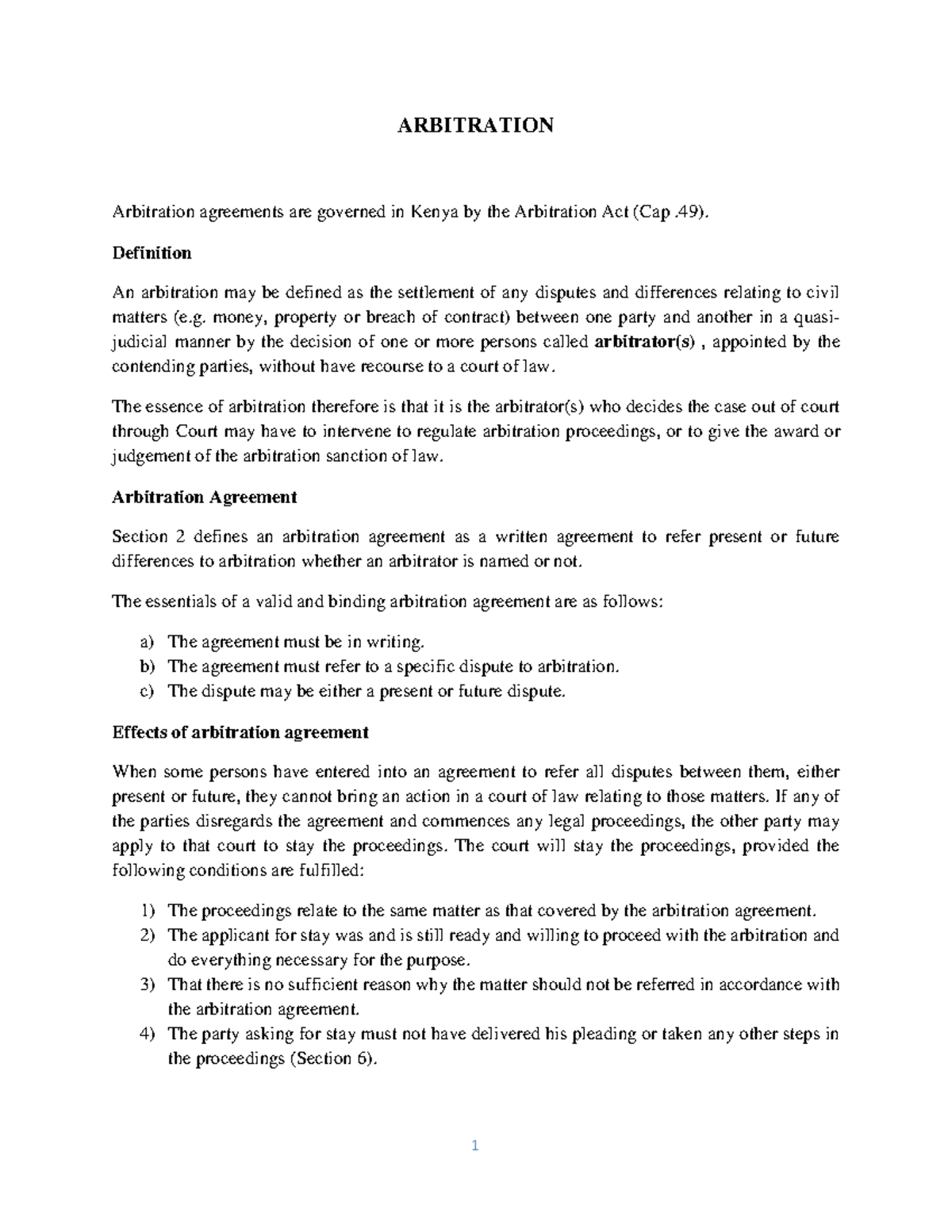 Understanding Arbitration: Key Concepts and Procedures - Studocu