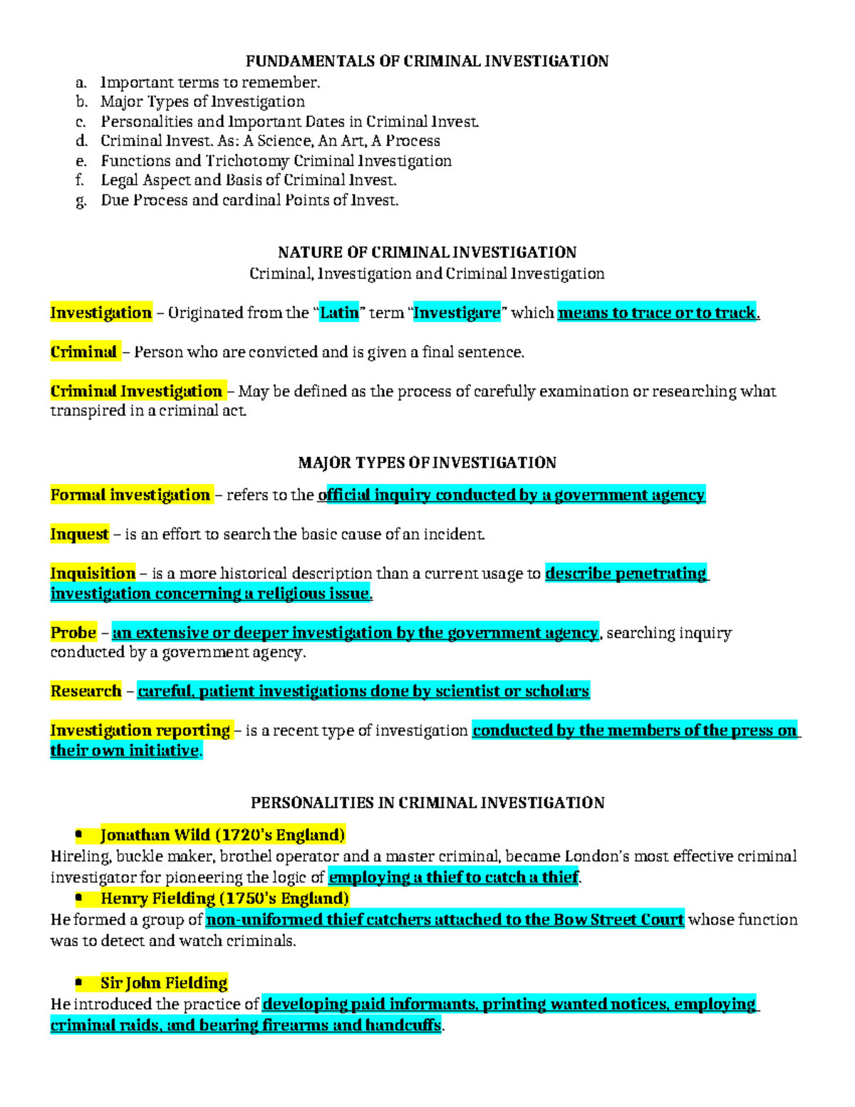 CDI 1 - Comprehensive Review: Lessons 1-13 on Criminal Investigation ...