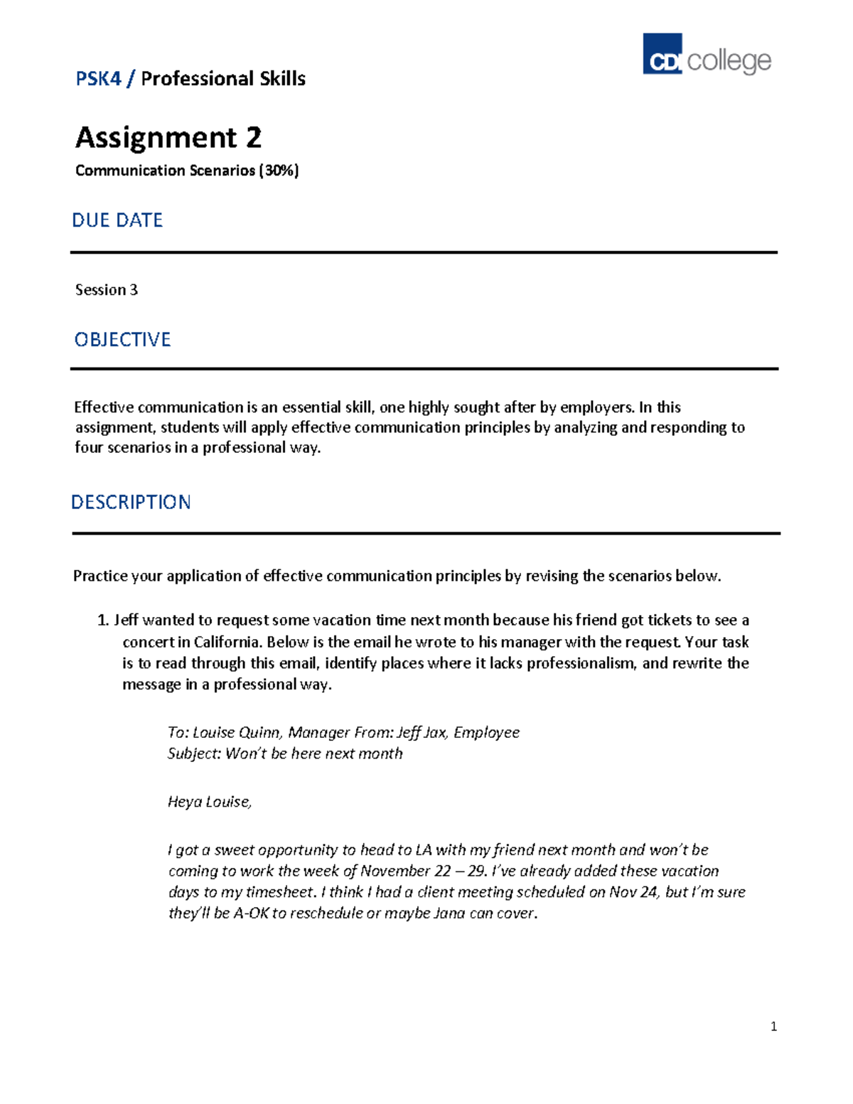 PSK4 v1-2 Assignment 2: Analyzing Communication Scenarios - Studocu