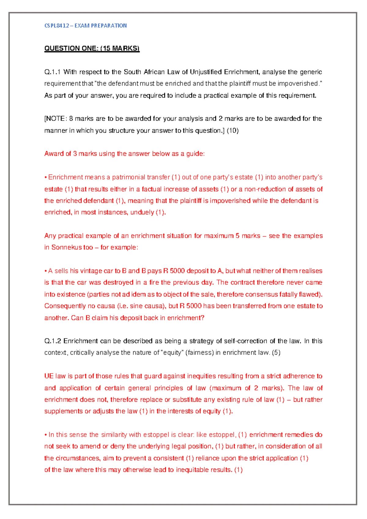 LU1 Notes - LEARNING UNIT 1 LO1: Explain The Key Concepts For Law Of ...