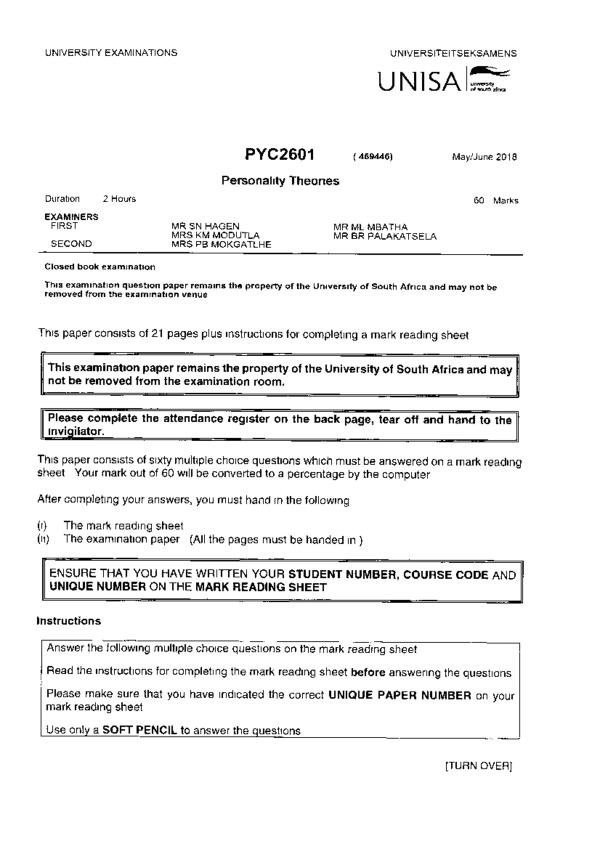 PYC2611 MCQs: Comprehensive Questions and Answers Overview - Studocu