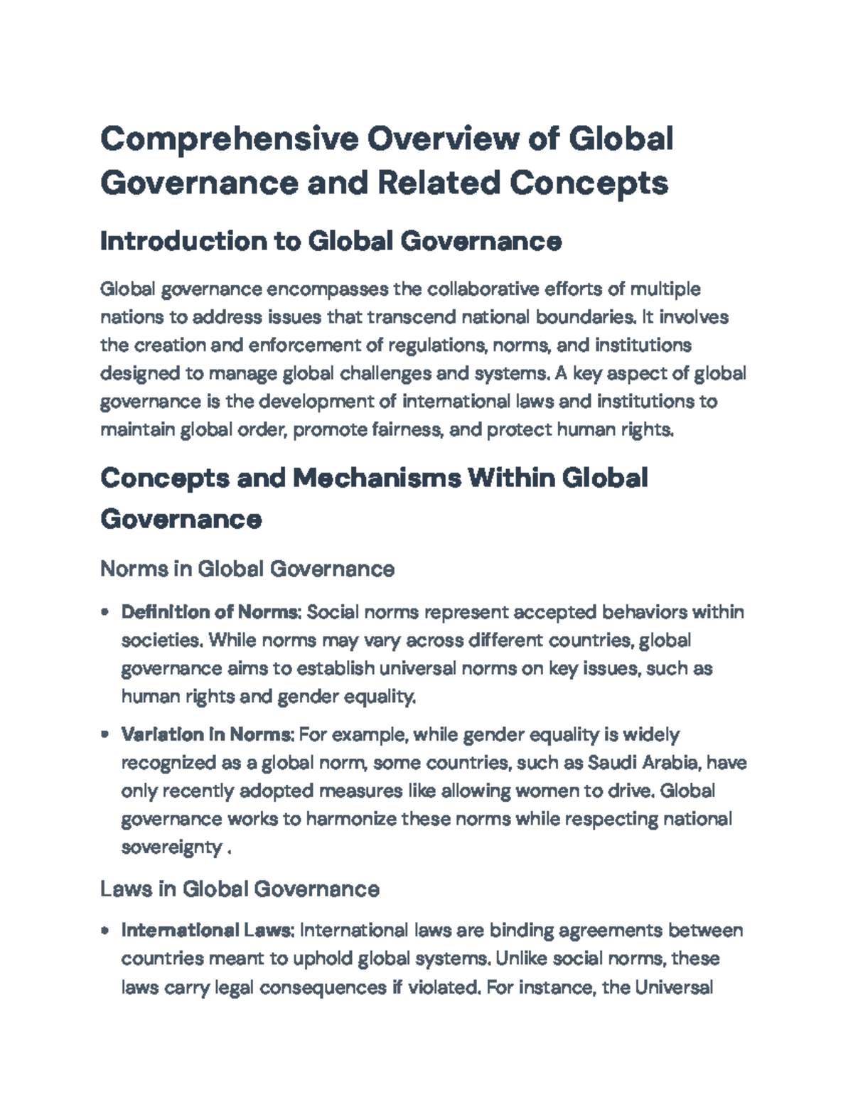 Global Governance Concepts and Globalization Dynamics - Overview Essay ...
