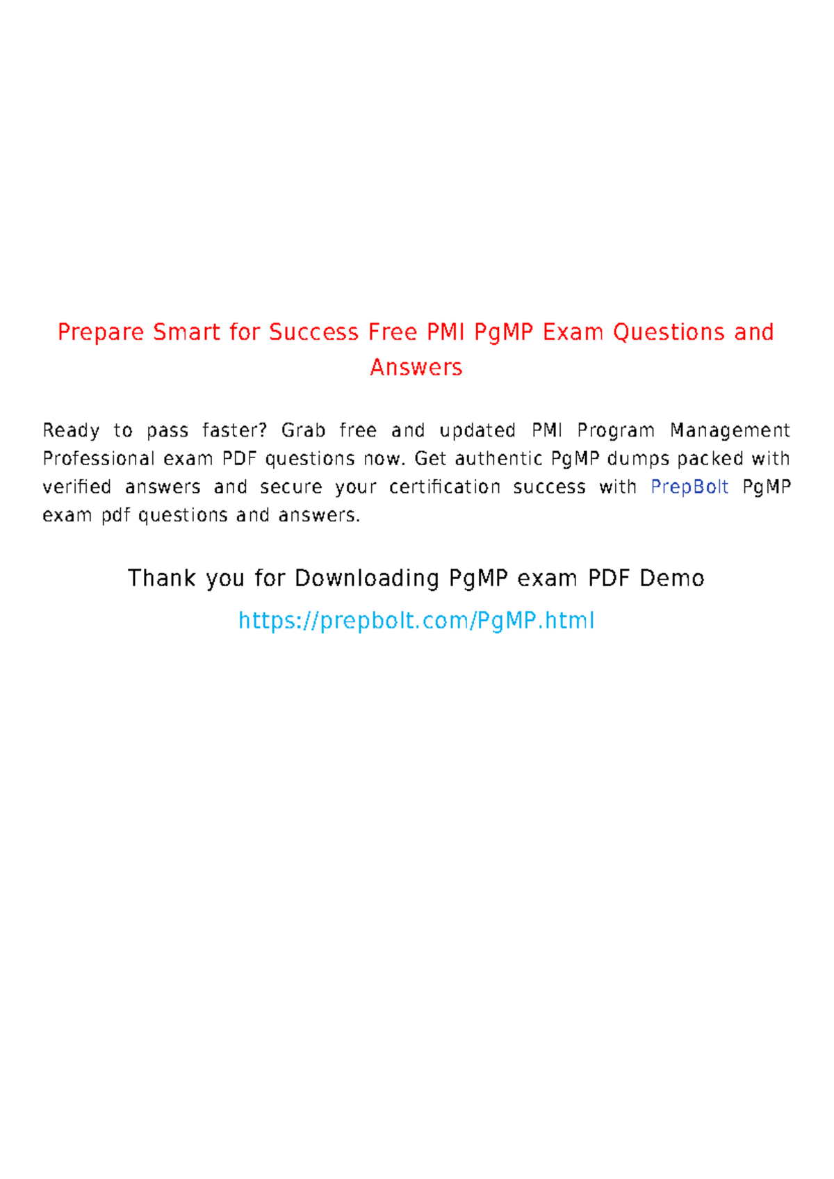 PMI PgMP Exam Prep: Latest Questions & Practice Tests for Success - Studocu