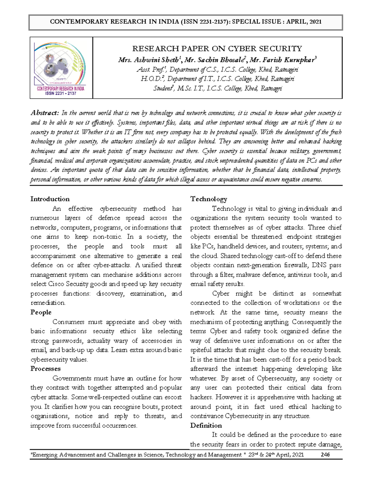 Cyber Security Research Paper (CSE 302) - Studocu