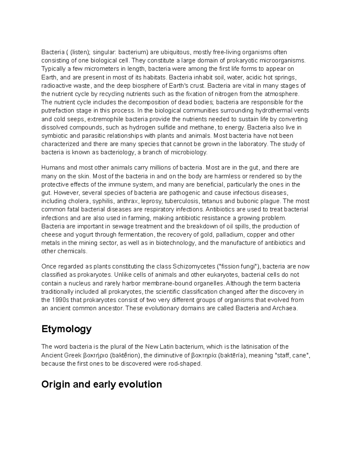 Bacteria Essay in biology - Bacteria ( (listen); singular: bacterium ...