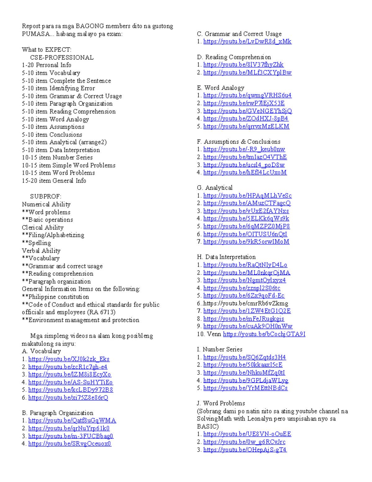 CSE Reviewers: Essential Exam Prep for New Members and Topics - Studocu