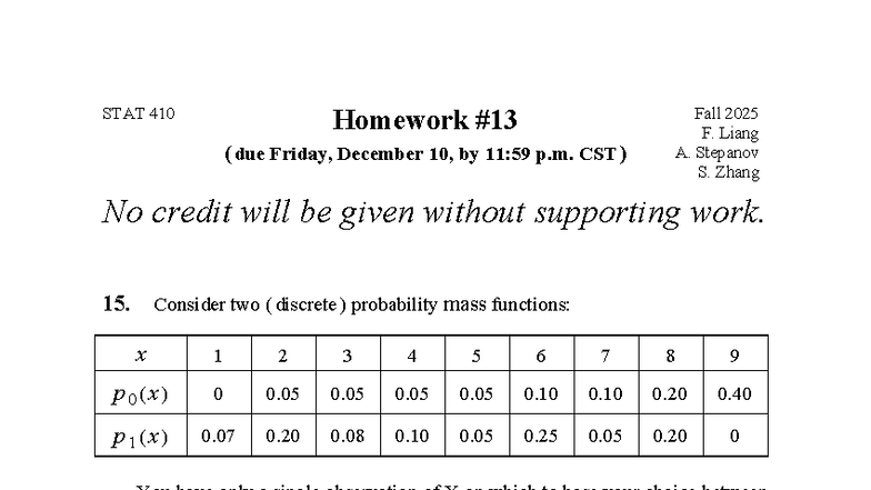 STAT 410 Homework Solutions - Due Dec 10, 2025 - Studocu