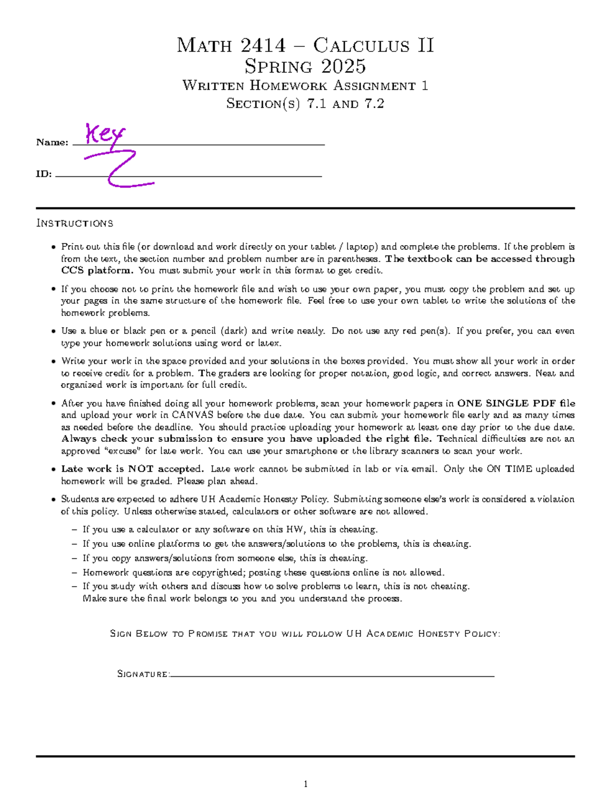 Math 2414 Calculus II Spring 2025 Written Homework Assignment 1 - Studocu