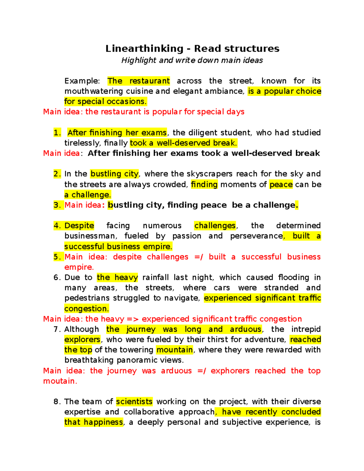 Reading Assignment 5: Main Ideas and Highlights - Studocu