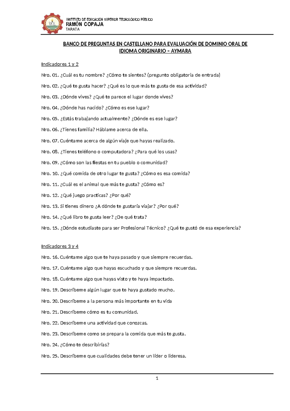 Banco de Preguntas para Evaluación Oral - AYM 2023 - Document Preview