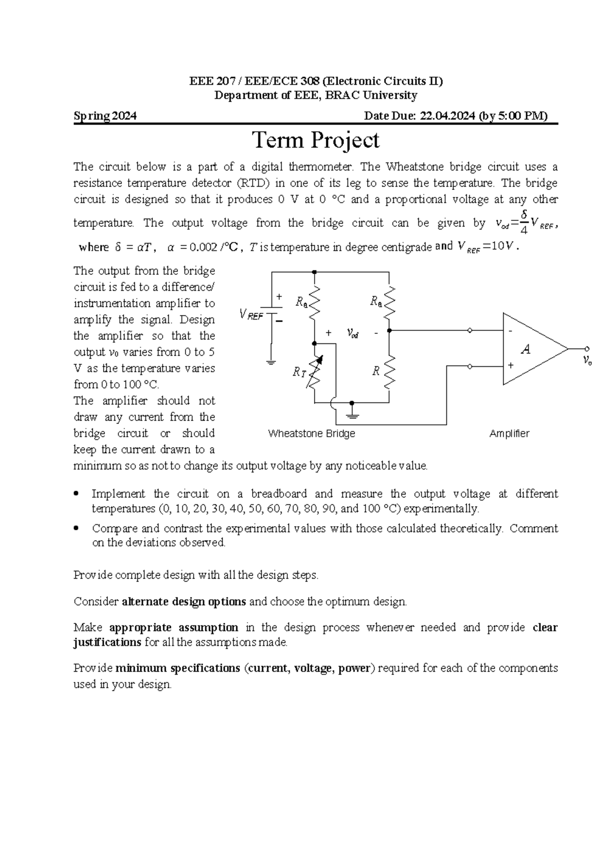 Term Project Spring 2024 - EEE 207 / EEE/ECE 308 (Electronic Circuits ...