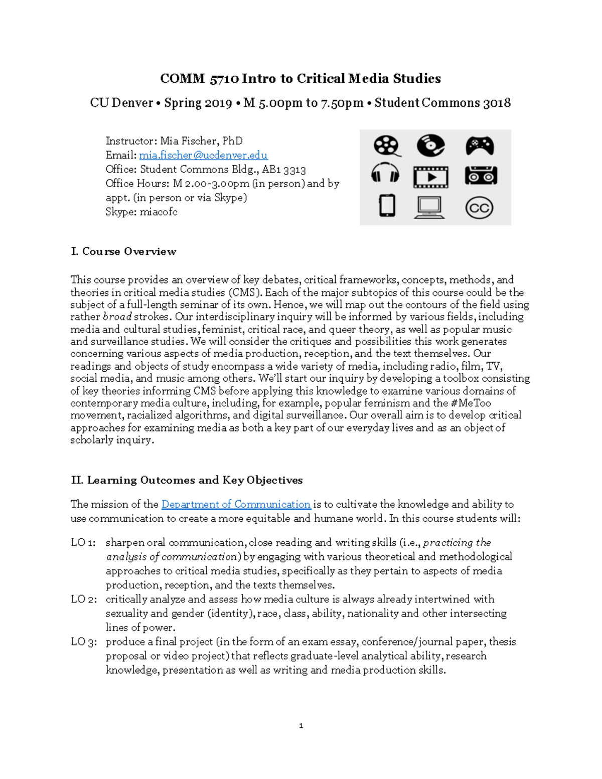 COMM 5710 Spring 2019: Course Overview for Critical Media Studies - Studocu