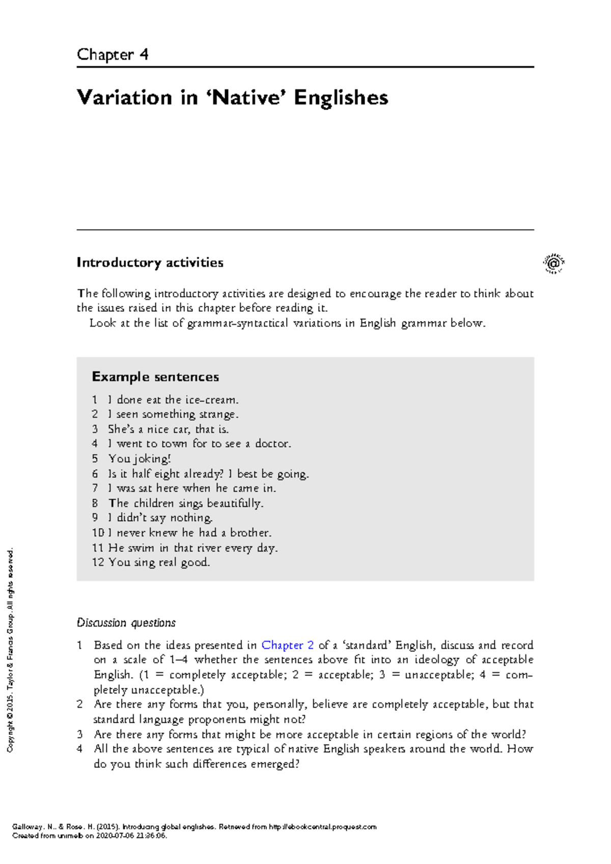 Variation in Native Englishes: Chapter 4 Insights from Global Englishes ...