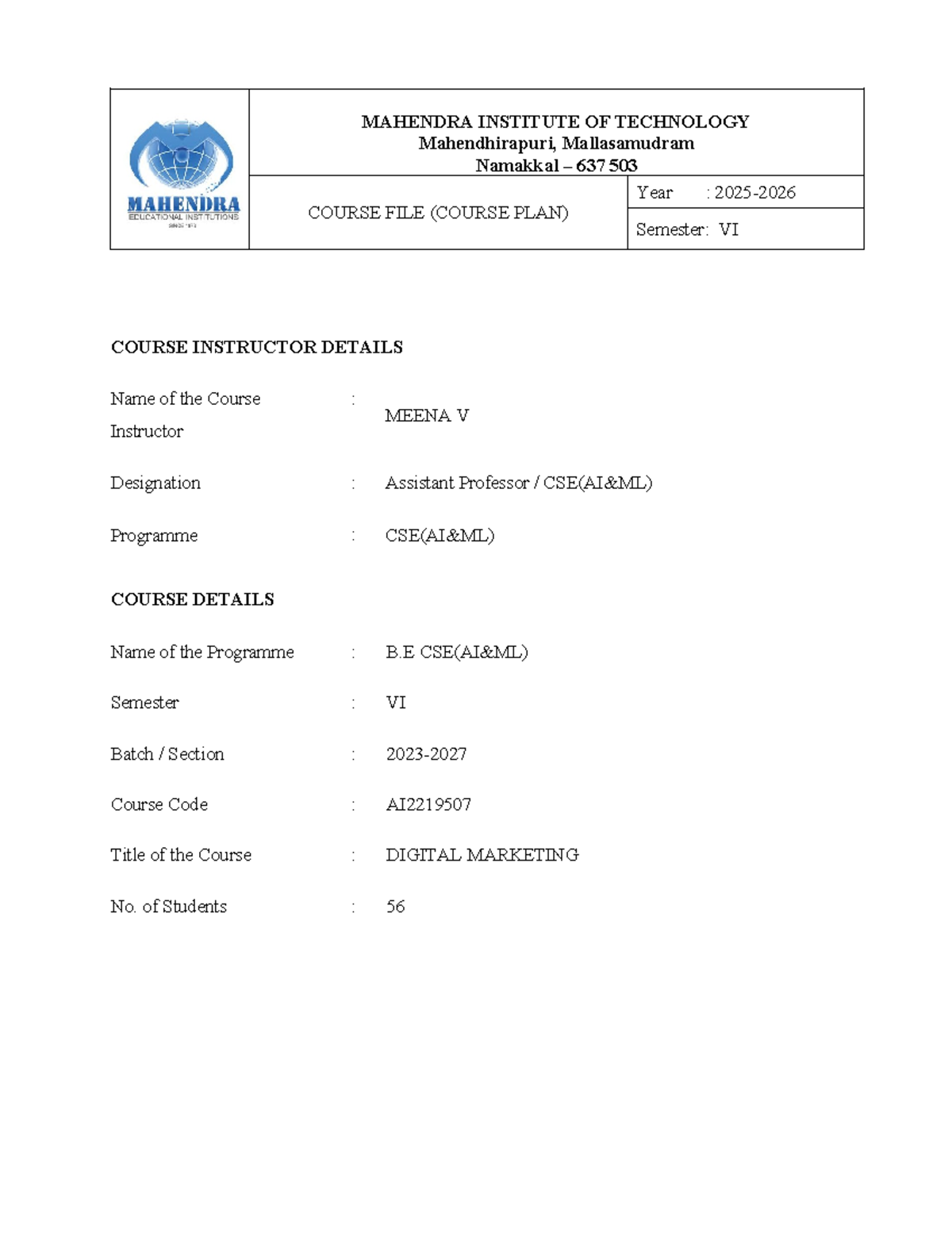 AI2219507 DIGITAL MARKETING COURSE FILE & QUESTION PAPERS - Studocu