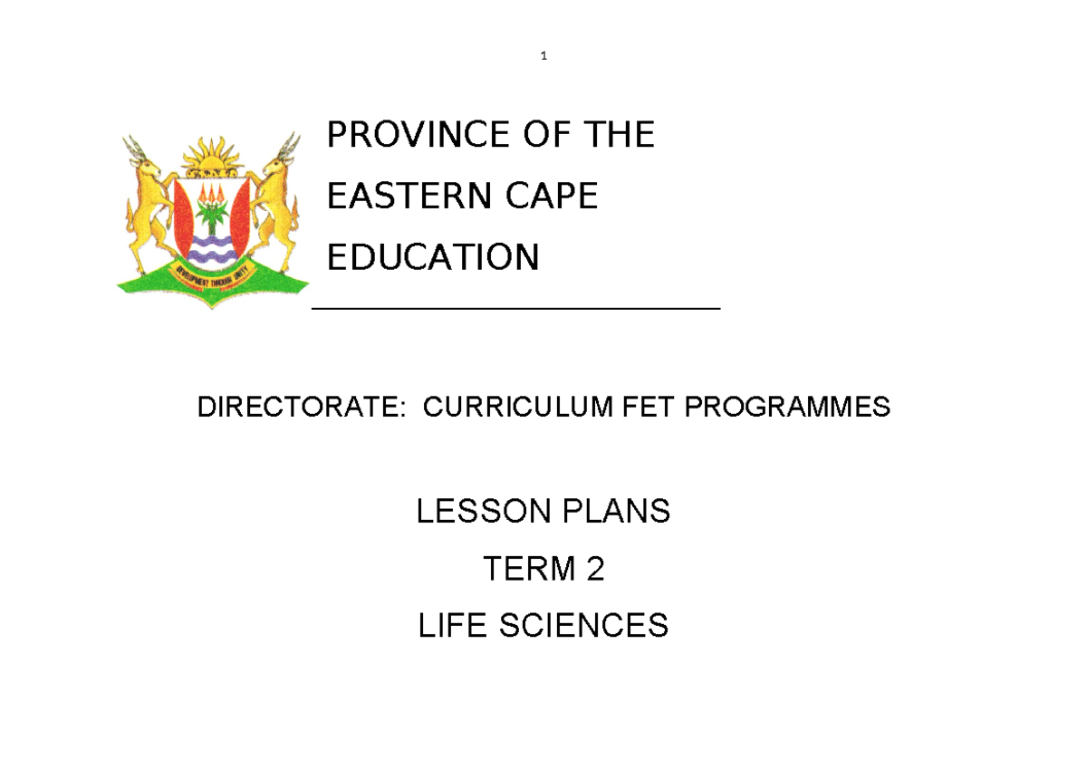 Grade 10 Life Sciences Lesson Plans: Term 2 Curriculum Guide - Studocu