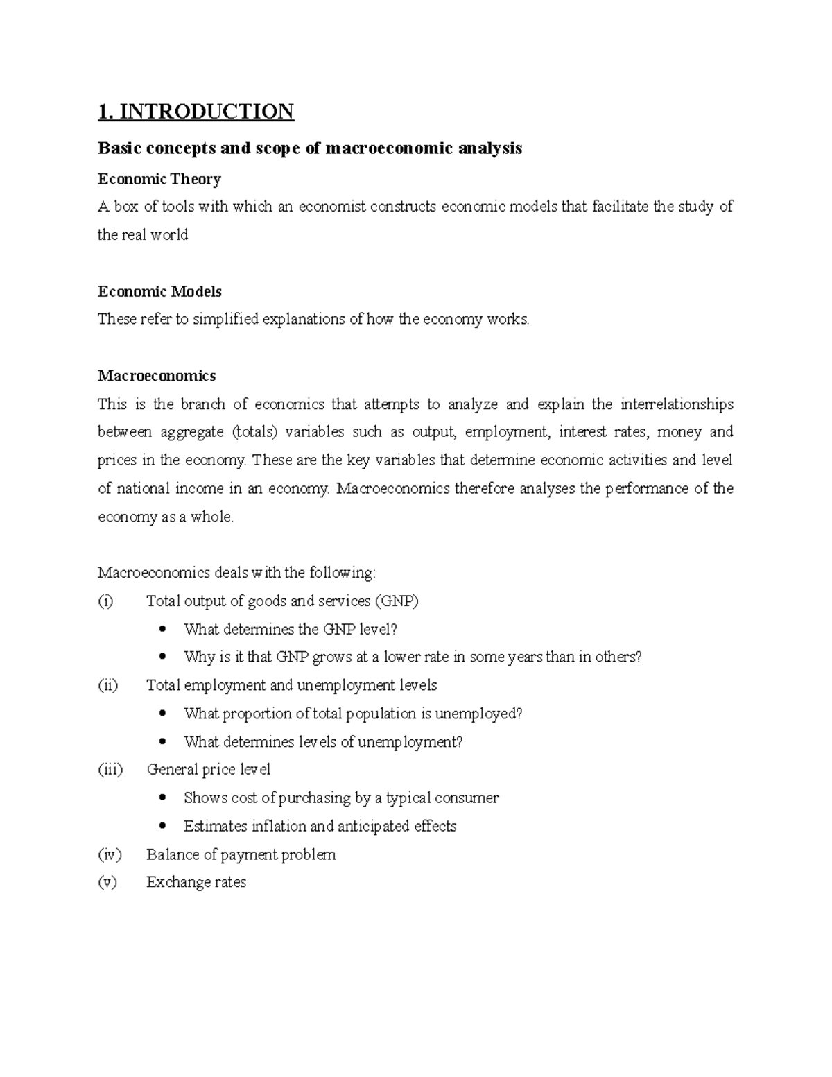 Macroeconomics 101: Key Concepts and Models Overview - Studocu