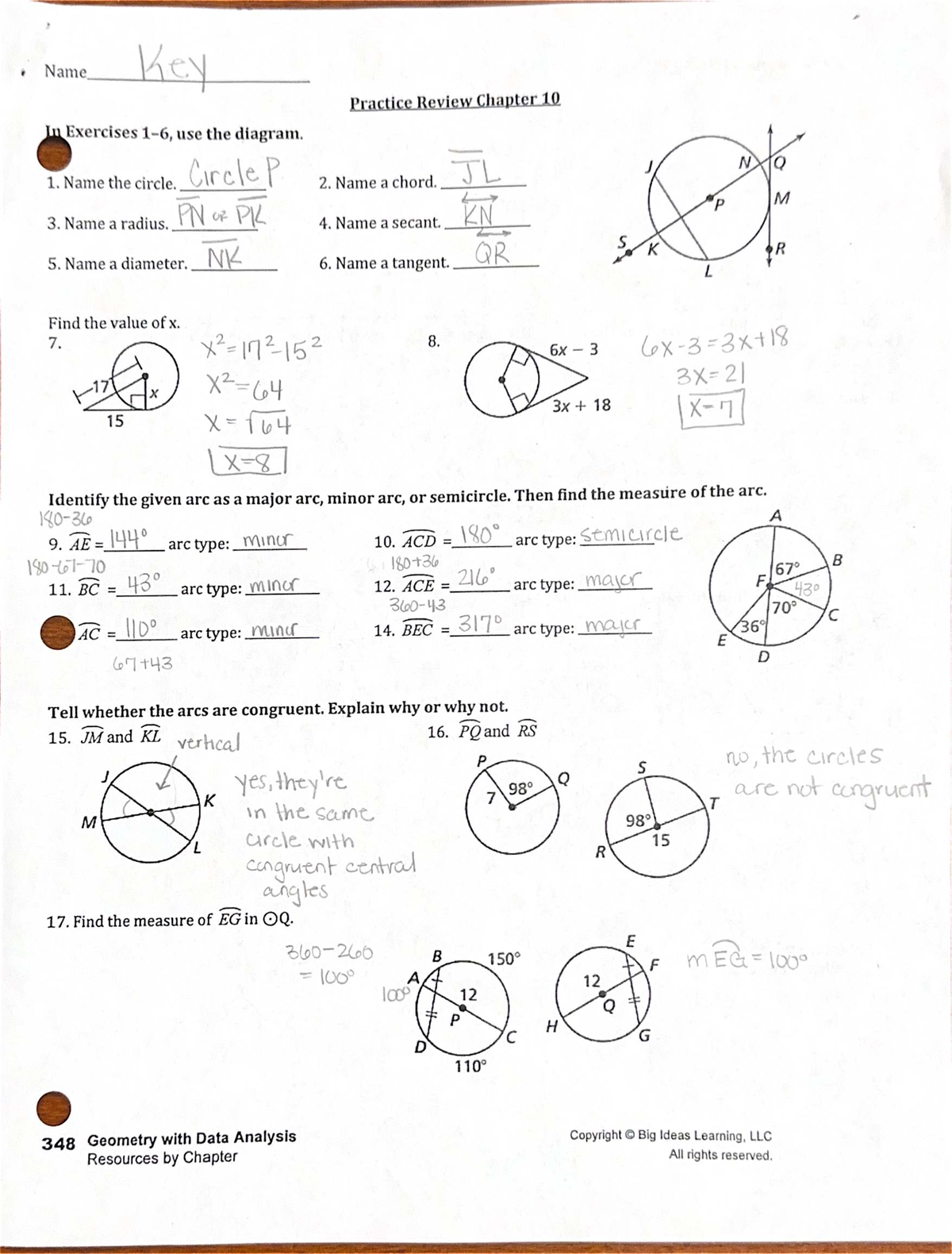 KEY Practice Review for Geometry Chapter 10 (Final Exam Prep) - Studocu
