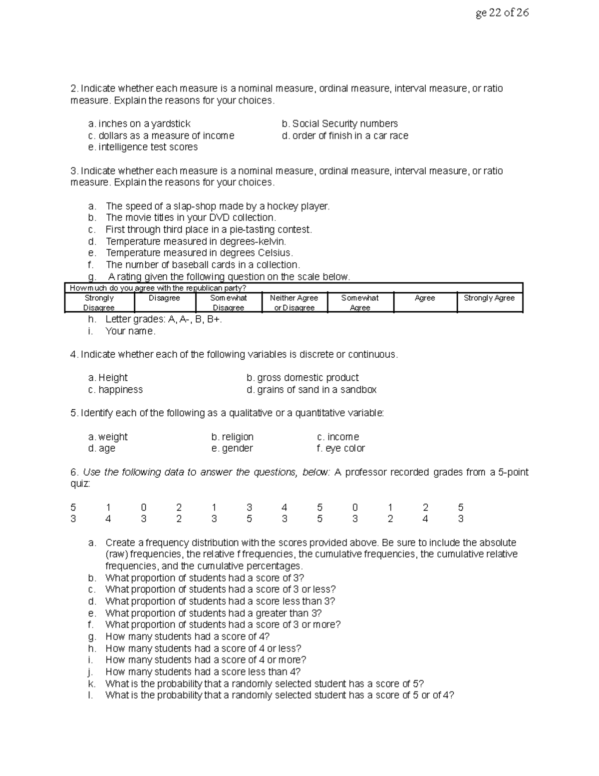 Chapter 2 Frequency Distributions and Graphing - Indicate whether each ...