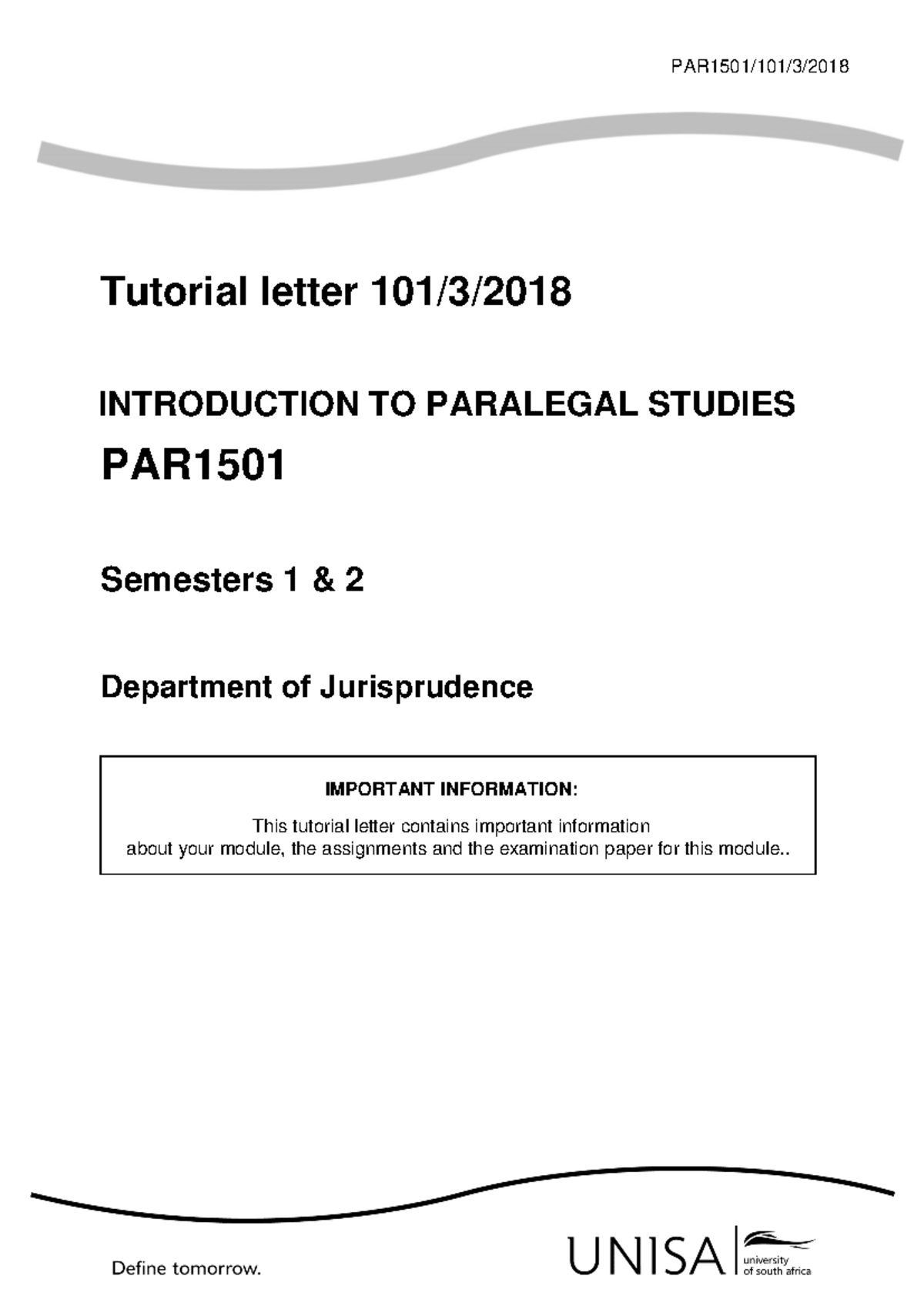PAR 1501 TUT 101 - Comprehensive Study Guide for Paralegal Studies ...