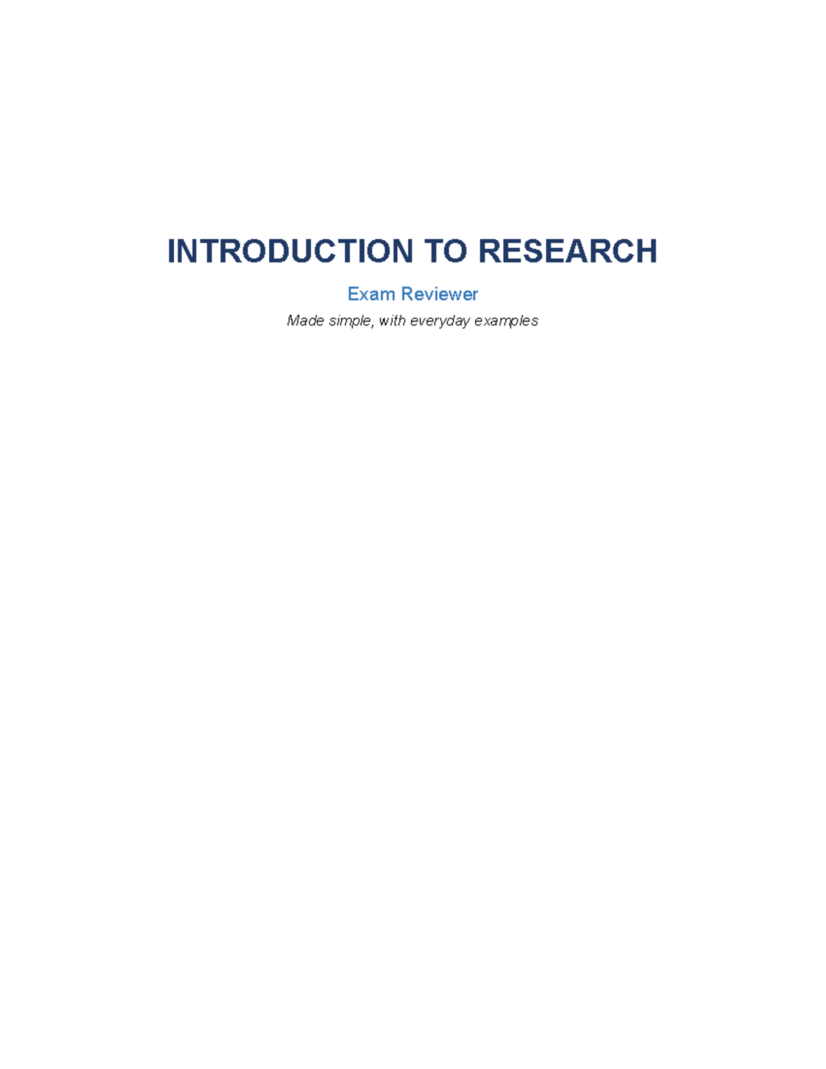 INTRODUCTION TO RESEARCH (IR101) Exam Reviewer with Simple Examples ...