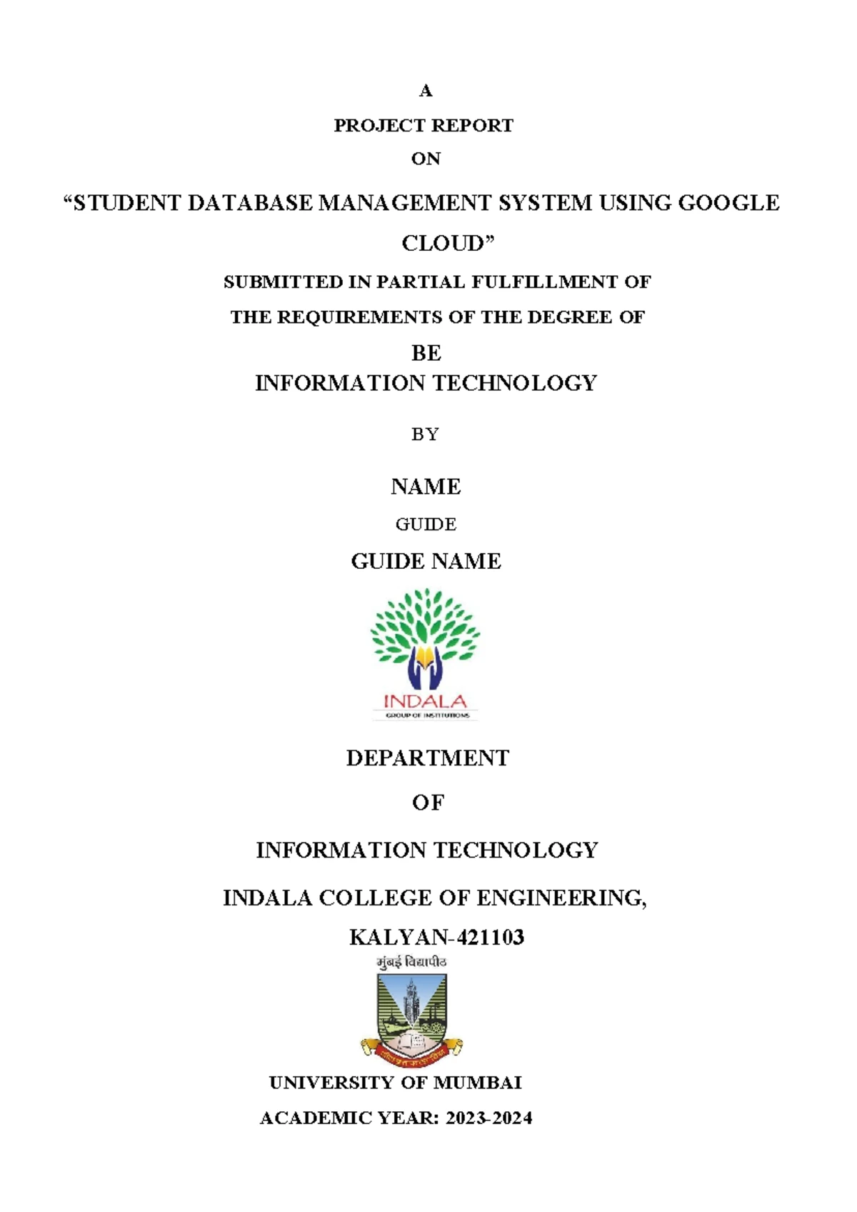 MS Main - College Management System Project Report Overview - Studocu