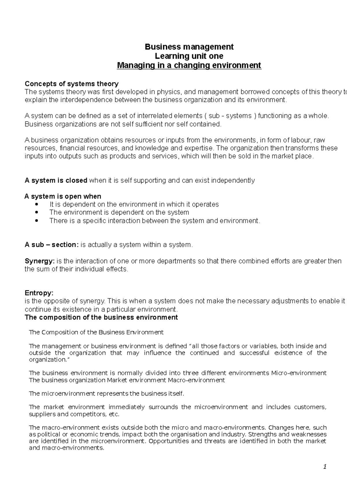 Business Management Insights: Concepts & Strategies (BM101) - Studocu