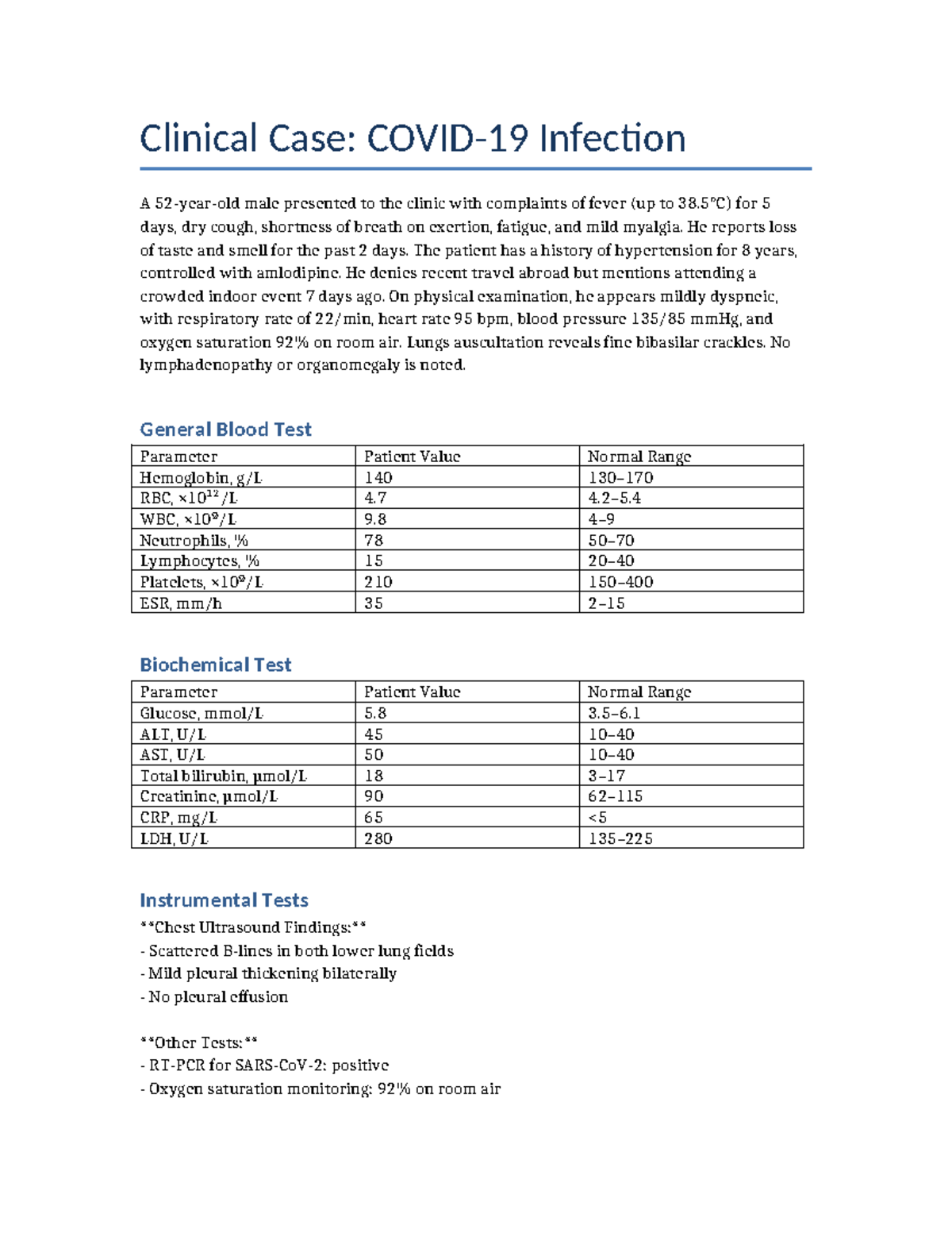Clinical Case Study: Infection in Male Patient (Dishant Thind) - Studocu