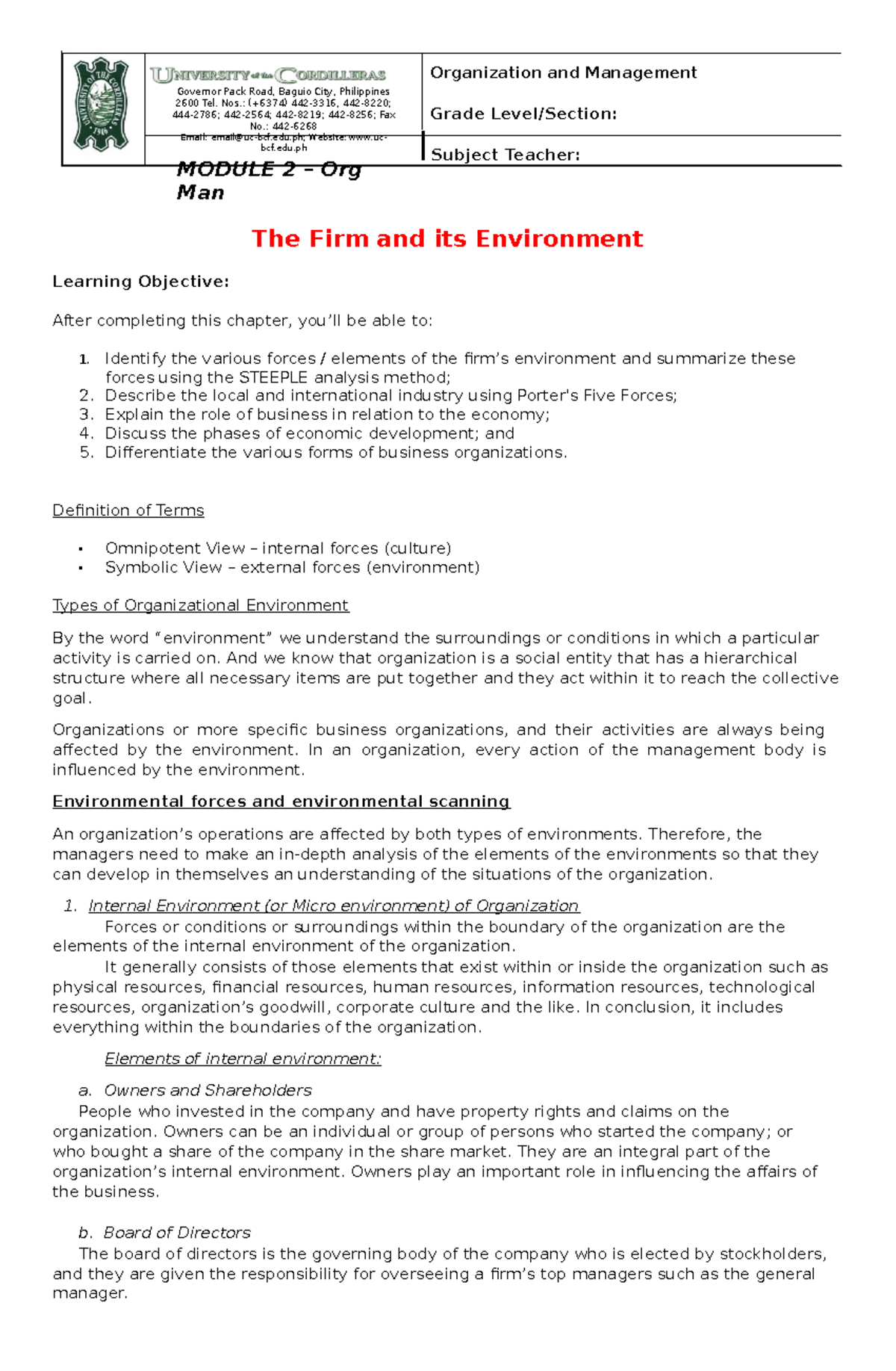 474668342 Org Man Module 2 The Firm Environment pdf - Governor Pack ...