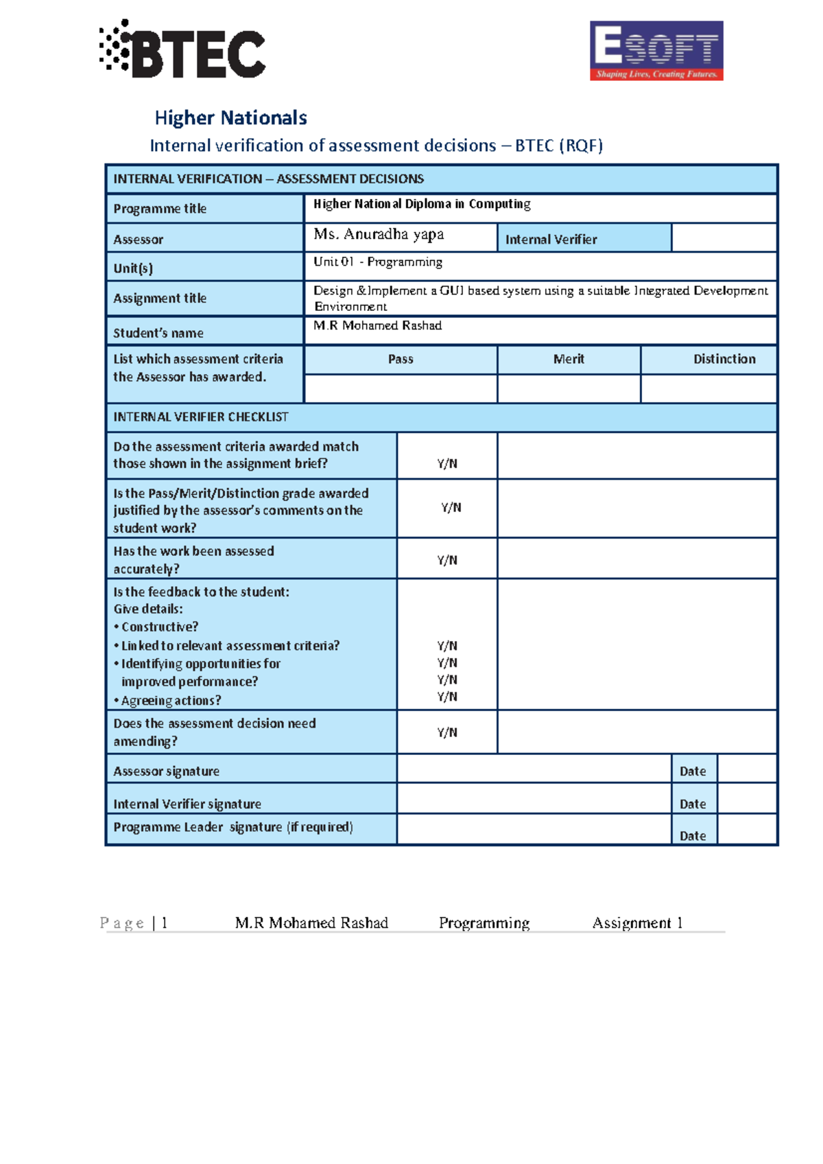 E217999 M.R.M Rashad Unit-01 Programming Assignment on GUI System ...