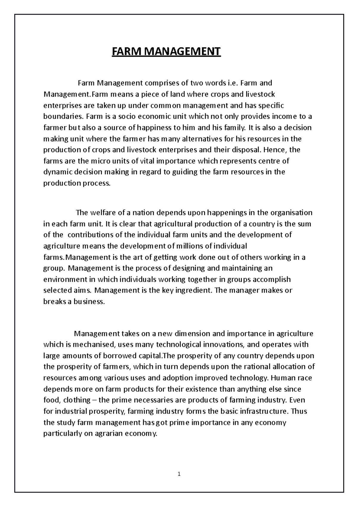 FARM Management - Lecture Notes 4-5 on Economic Principles and ...