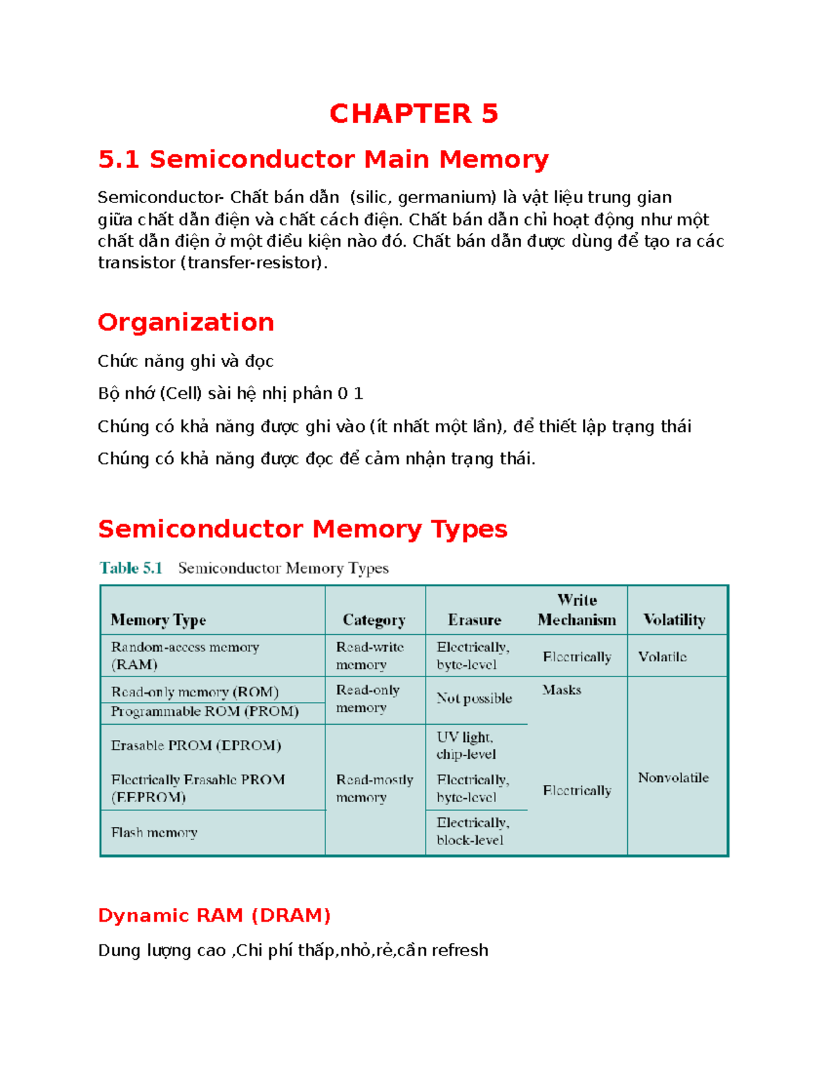 CHAPTER 5: Semiconductor Memory Overview and Error Correction - Studocu