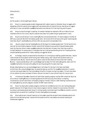FBA BIP Task 1 D001 - Functional Behavior Assessment for Eric - Studocu