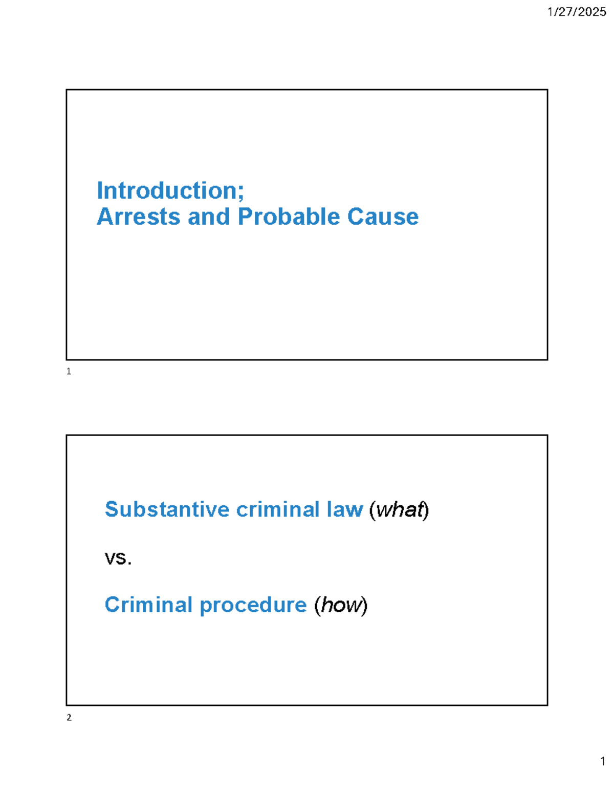Final Exam Notes: Arrests & Probable Cause in Criminal Law (CRJ101 ...