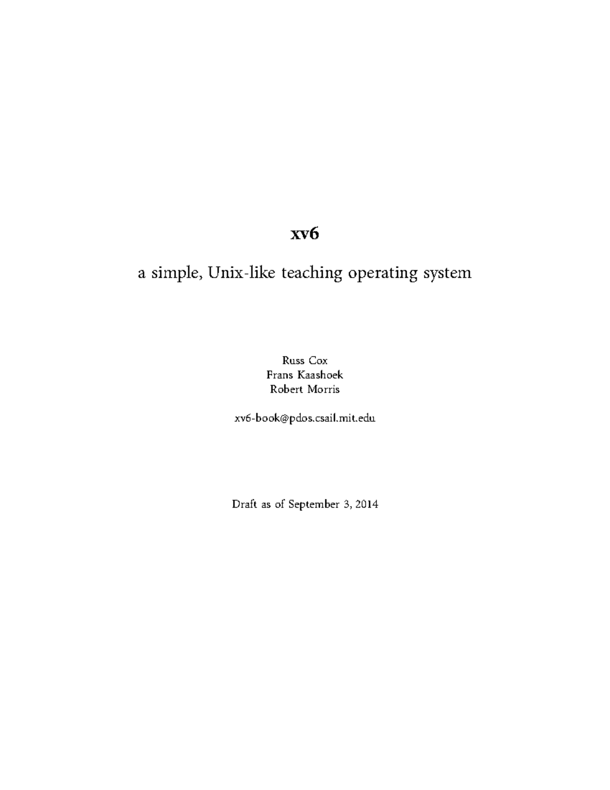 Operating Systems Concepts with xv6: A Study for 6.828 - Studocu