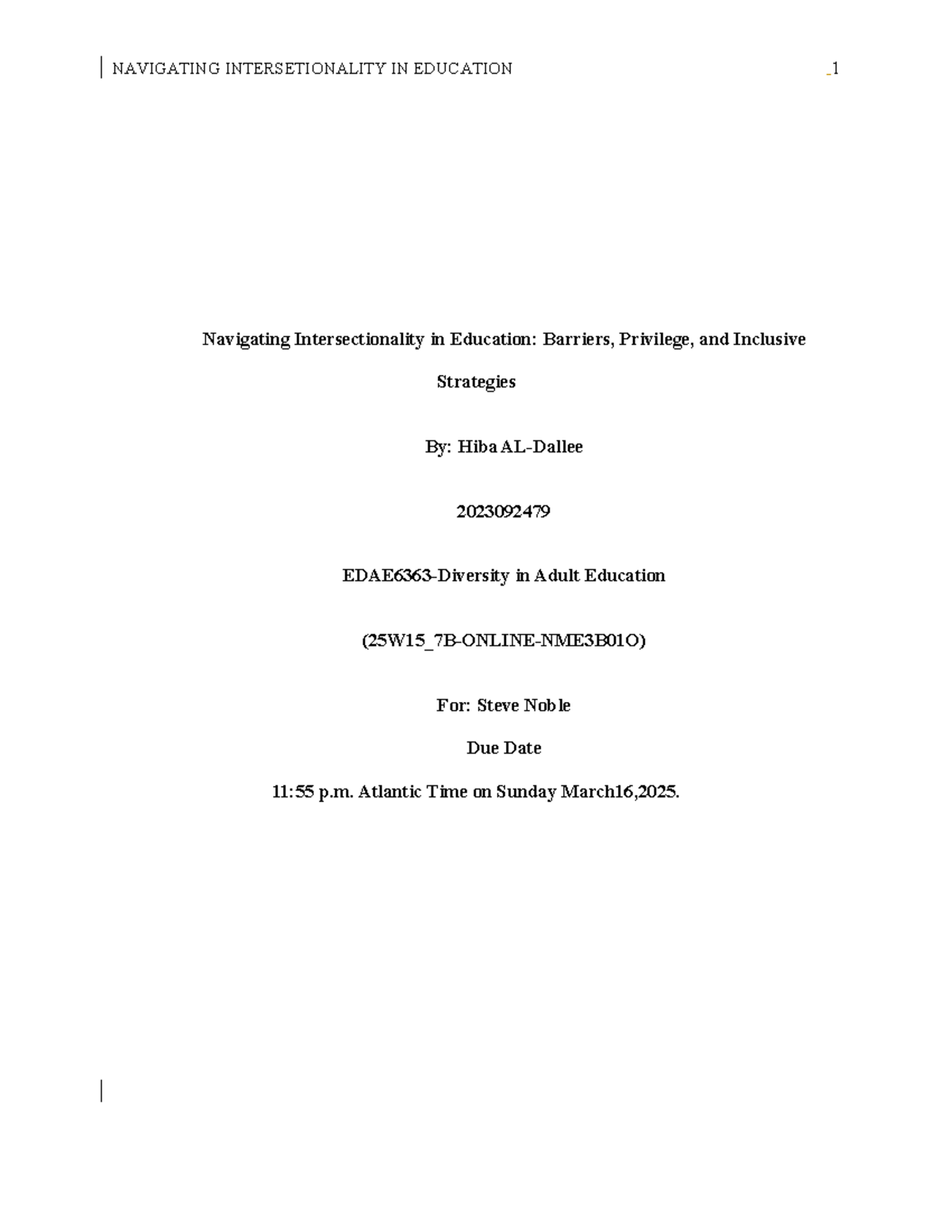 Navigating Intersectionality in Education: Barriers & Strategies (25W15 ...