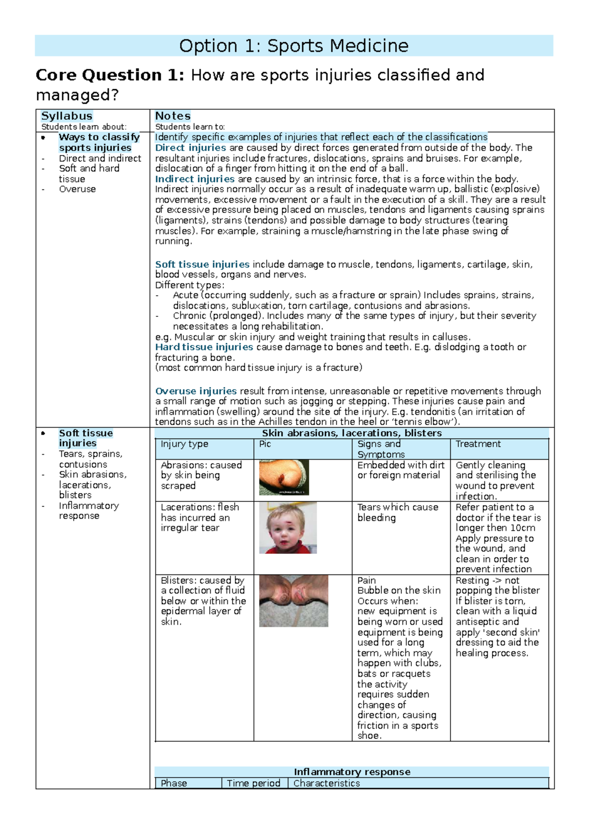 Sports Medicine: Classifying and Managing Sports Injuries - Studocu