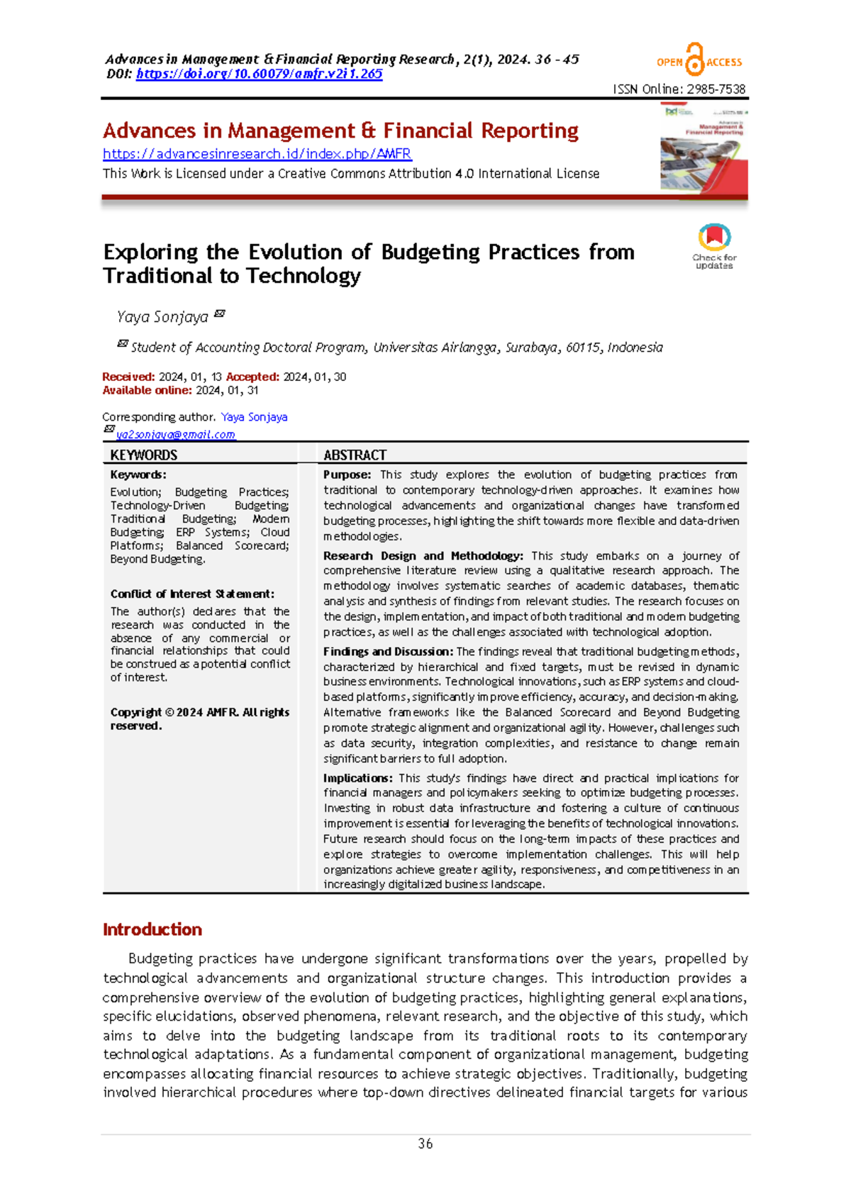 AMFR 265: Evolution of Budgeting Practices: From Tradition to ...