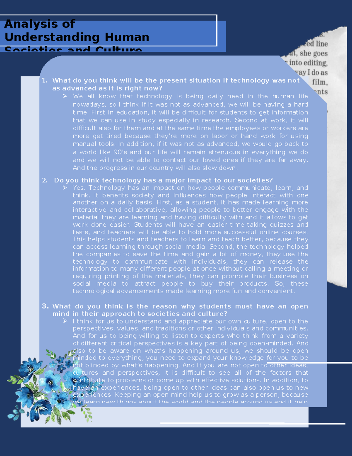 Understanding Human Societies & Culture 1: The Impact of Technology ...