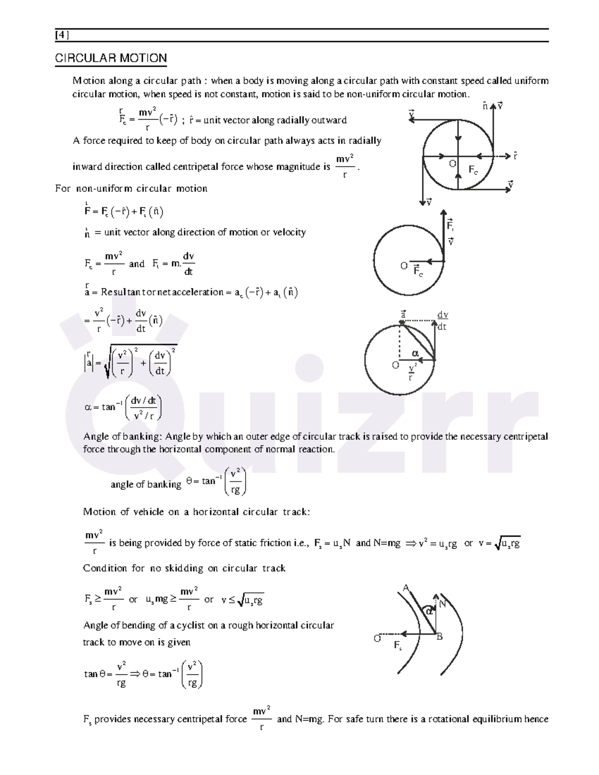 03 circular motion formula sheets quizrr - [4] CIRCULAR MOTION Motion ...