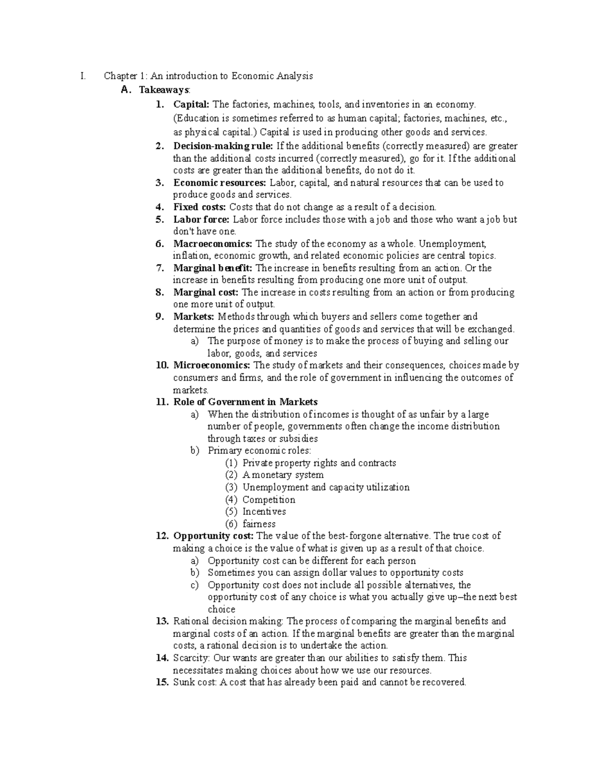 Micro Exam 1 Study Guide: Key Concepts in Economic Analysis - Studocu