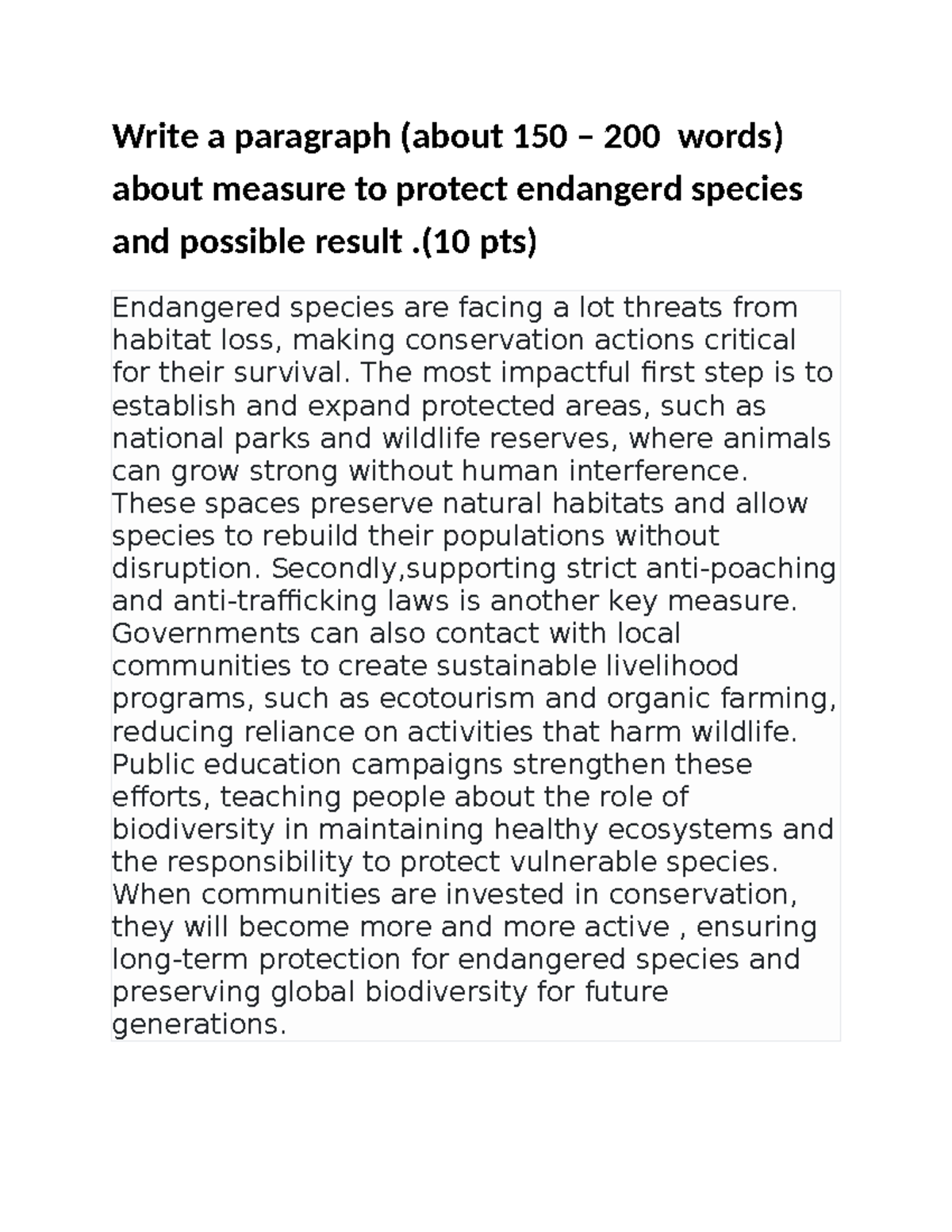 Protecting Endangered Species: Conservation Measures and Outcomes - Studocu
