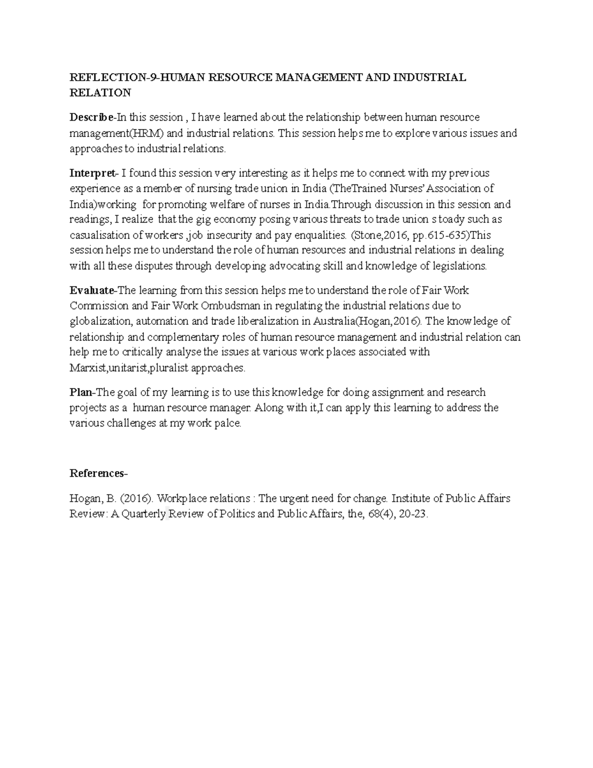 HRM-10-IR - About HRM - REFLECTION-9-HUMAN RESOURCE MANAGEMENT AND ...