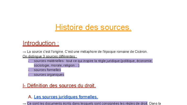 Histoire des Sources du Droit : Pluralisme et Évolution Juridique - Studocu