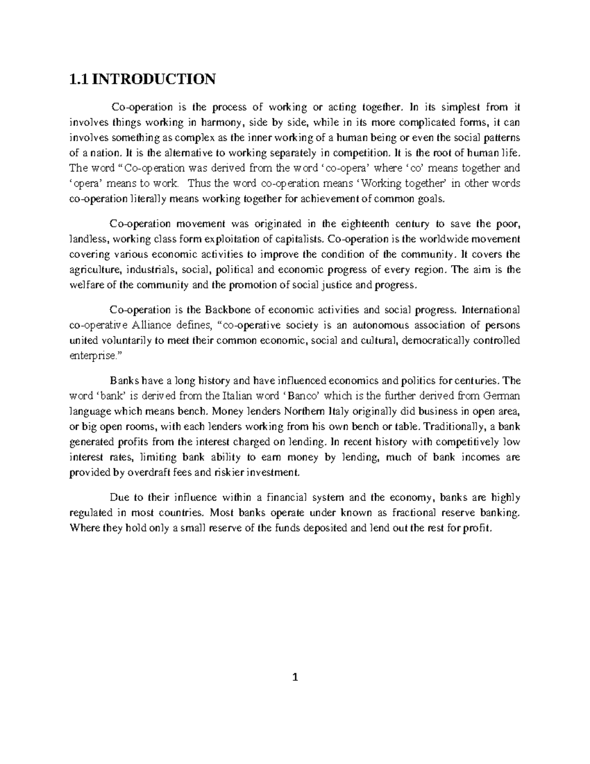 Project-converted - project work - 1 INTRODUCTION Co-operation is the ...