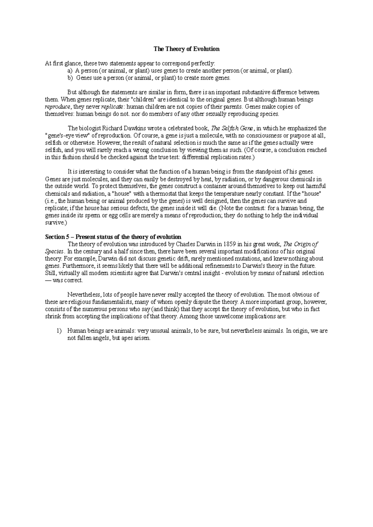 The theory of evolution: understanding natural selection and ...