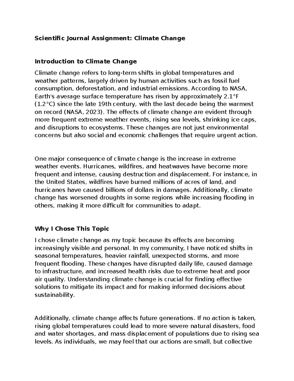 Climate Change: Understanding Its Impact and Urgent Action Needed - Studocu