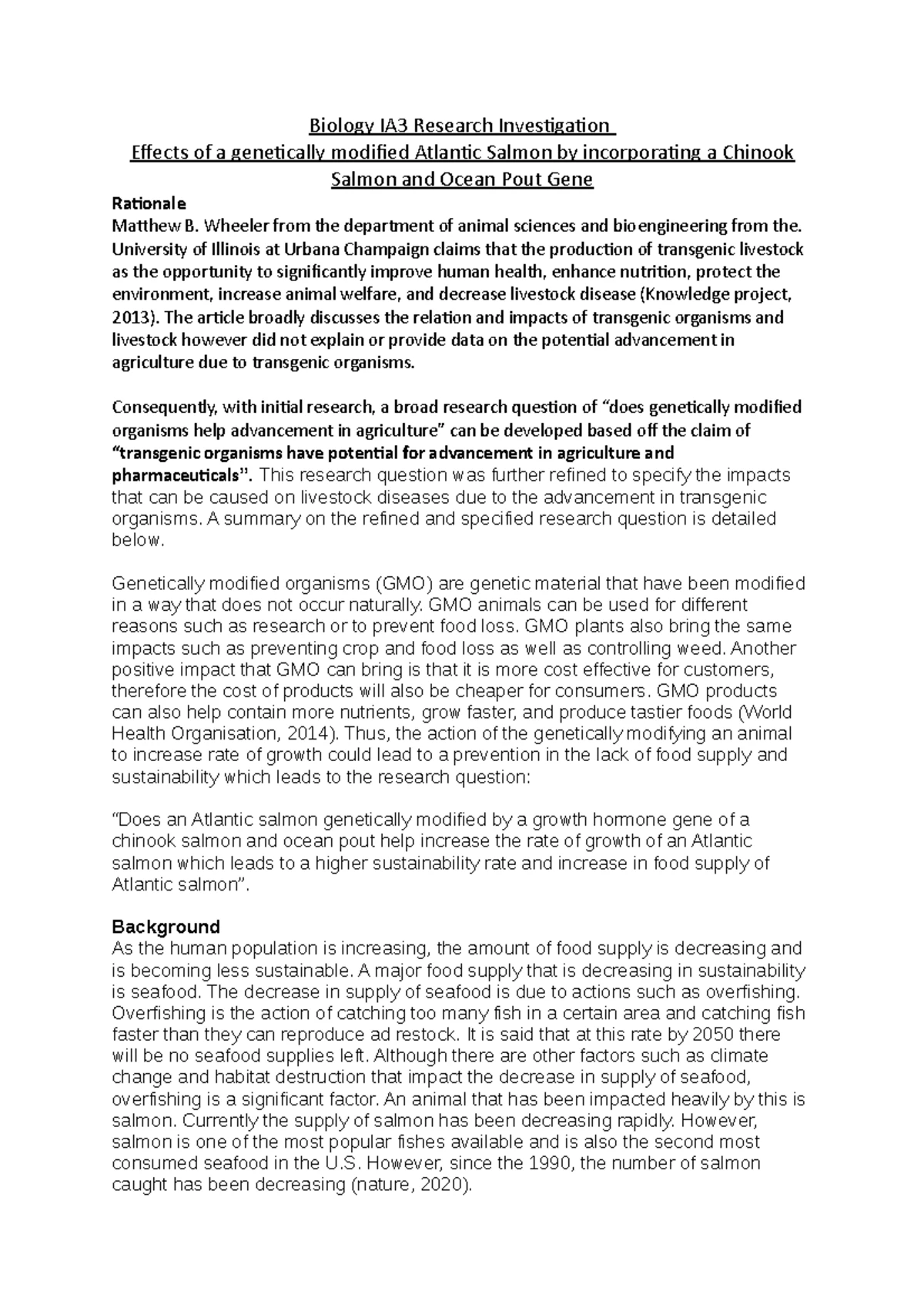 Senior Biology IA3 Exemplar - 180953 Biology 2019 v1. IA3 high-level ...